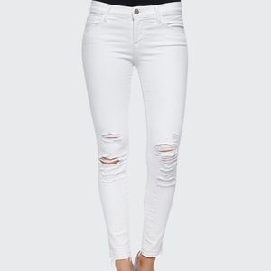 J brand cropped and demented white skinny jeans